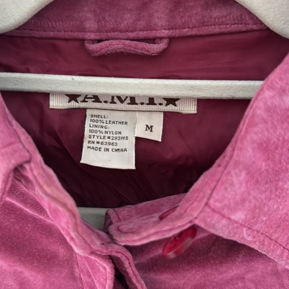 AMI Vintage Pink Leather Jacket-Rare- Size M - Picture 2 of 7